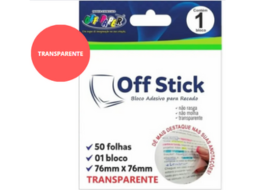 BLOCO ADESIVO OFF STICK TRANSPARENTE 76mm x 76mm