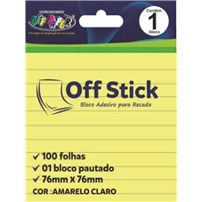 BLOCO ADESIVO P RECADO OFF STICK PAUTADO 76mmX76mm