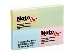 BLOCO RECADO ADESIVO NOTEFIX 38X50MM C/100FLS 4BL CORES