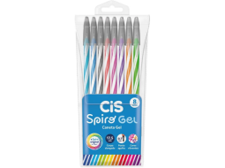 CANETA CIS SPIRO GEL ESTOJO C/8 CORES