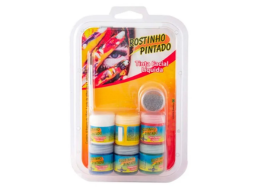 KIT ROSTINHO PINTADO 15ML C/6 CORES + 1 PINCEL +  GLITTER