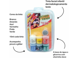 KIT ROSTINHO PINTADO 15ML C/6 CORES + 1 PINCEL +  GLITTER