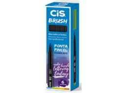 MARCADOR CIS BRUSH PRETO C/6